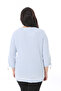 Women's Plus Size Blue Sleeve Lace and Stone Front Detail Blouse 65N38634 - 6