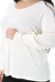 Women's Plus Size Bone Crew Neck Long Sleeve Lycra Blouse 65N38546 - 5