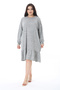Women's Plus Size Gray Wool Viscose Fabric Shoulder Trim Button Dress 65N38597 - 7