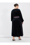 Plus Size Embroidered Waistband Velvet Look Maxi Dress - 6