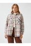 Long Sleeve Oversize Plaid Shirt with Buttoned Pocket Detail - 3