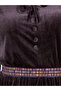 Plus Size Embroidered Waistband Velvet Look Maxi Dress - 3