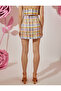 Plaid Slit Detailed Mini Skirt - 4