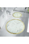 Suadiye Non-Slip Base, Absorbent 2-Piece Super Luxury Round Glitter Bath Mat Set White&Gold 80X80 50X5 - 4