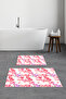 Printed Non-Slip Washable Flower Pattern Bath Mat 2-Piece Toilet Set Carpet - 8