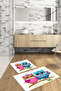 Printed Non-Slip Washable Owl Pattern Bath Mat 2-Piece Toilet Set Carpet - 2