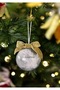 New Year's Special Feathered Plexiglass Globe and Luxurious Pine Tree Ornament with Glittering Gold Velvet Ribbon, 1 Piece - 2