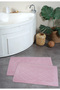 2 Pack Foot Towel 100% Cotton Certified, Stone and Striped Patterned Jacquard Bath Mat Pink 50X70Cm - 5