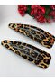 Set of 6 Clip-In Hair Clips (Red Plaid-Cream Plaid-Leopard Print) - 5