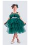 Layered Tulle Bouquet Model Girls' Special Occasion Evening Dress Dark Green