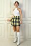 Women's Plaid Checked Mini Skirt with Elastic Waist - 3