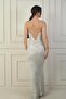 Women's Strapless Underwire Back Lace up Lined Slit Sequin Long Dress - 4