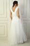 Women's Front Back V Neck Top Beading Embroidered Large Size Spaced Long Tulle Evening Dress - 4