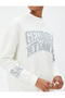 Raised Crew Neck Sweatshirt Oversized Printed Long Sleeve Ribbed - 5