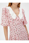 Floral Mini Viscose Dress with Shirt Collar Detail - 5