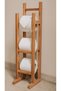 Bamboo Wooden Toilet Roll Holder with Refills Pedestal Wooden Bathroom Accessory Wc Paper Holder,Napkin Holder