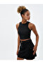 Basic Crop Tank Top Round Neck Ribbed