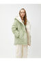 Oversize Puffer Jacket Hooded Quilted Pocket Detailed