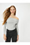 Madonna Collar Off-The-Shoulder T-Shirt Long Sleeve Viscous Fabric Slim Fit