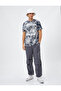 Skull Detailed T-Shirt Crew Neck Abstract Patterned Cotton - 2