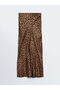 Lcwk Standard Fit Leopard Print Satin Women's Skirt - 8