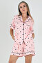 Black Hearts Short Sleeve Women's Shorts Pajama Suit - 6