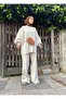 Women's Balloon Sleeve Slit Knitwear Set Stone - 2