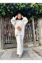 Women's Balloon Sleeve Slit Knitwear Set Stone - 3