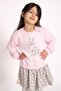 Crew Neck Long Sleeve Rabbit Printed Skirt Light Pink Color Sweat Set - 7