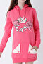 Young Girl Pink Cat Printed Hooded Cotton Sweatshirt - 2