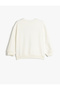 Cotton Long Sleeve Sweatshirt - Crew Neck and Print Detail - 2