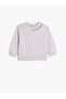 Long Sleeve Slogan Printed Crew Neck Raised Cotton Sweatshirt
