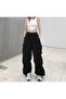 Black Elastic Waist Sweatpants with Cargo Pocket Detail - 2