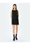 Sleeveless A-Line Mini Dress with Button Detail - 3
