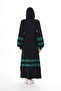 Women's Two-Strap Striped Balloon Sleeve Sports Dress Emerald - 5