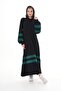 Women's Two-Strap Striped Balloon Sleeve Sports Dress Emerald