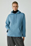 Piper Women's Fleece Inside Soft Comfort Fit Hooded Kangaroo Pocket Blue Sweatshirt