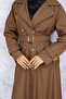 4951 Belted Hijab Trench Coat Brown - 3