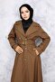 4951 Belted Hijab Trench Coat Brown - 2