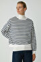 Sahra Women's Cotton Fleece Lined Soft Oversized Round Neck Navy Blue / Ecru Sweatshirt