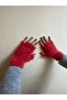 Red Color Plush Cut Finger Gloves - Fingerless Gloves - Gift - New Year New Year - 5