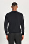 Men's Black Wool Standard Fit Regular Cut Crew Neck Knitwear Sweater - 5