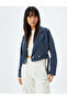Navy Blue Striped Women's Jacket 5Wal50021Md