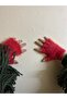 Red Color Plush Cut Finger Gloves - Fingerless Gloves - Gift - New Year New Year - 7