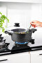 Diez 7-Piece Granite Cookware Set - Black - 20cm Deep, 26cm Shallow, 26cm Frying Pan - 4