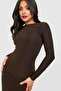 Brown Long Sleeve Bodycon Lycra Special Fabric Maxi Dress - 2
