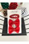 Glitter Sequined New Year's New Year's Special Design Red Bow 3-Piece Buckle Set - 2