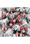 Candy - Ball and Walking Stick Silvery Striped Christmas Tree Ornament Set 14 Pieces - 5