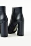 Women's Genuine Leather Platform Boots Navy Blue - 4