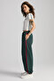 Possible Women's Embroidered Striped Green Sweatpants with Pockets - 4